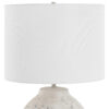 Table Lamp, Round Linen Shade, 24 Inch Distressed White Ceramic Body