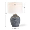 Table Lamp, Off White Linen Shade, Weathered Black Urn Body, 24 Inch