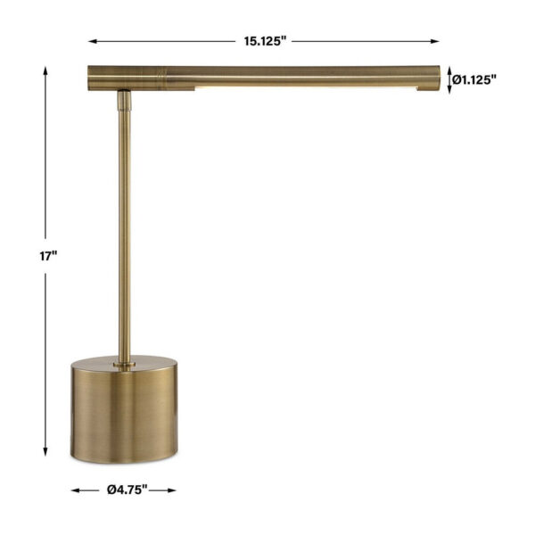 Lra Desk Lamp, Rotating Arm, LED Light System, Antique Brass 17 Inch