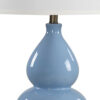 Roe Table Lamp, White Linen Shade, Blue Gourd Ceramic Body, 26 Inch