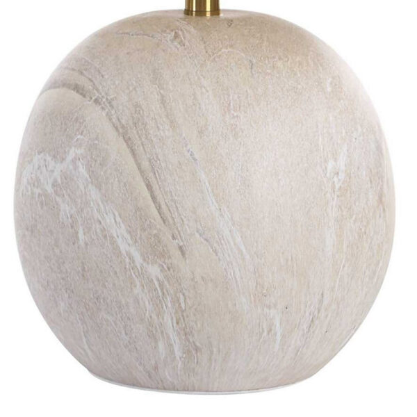 Table Lamp, Water Marble Ceramic and White Linen Shade, 17 Inch