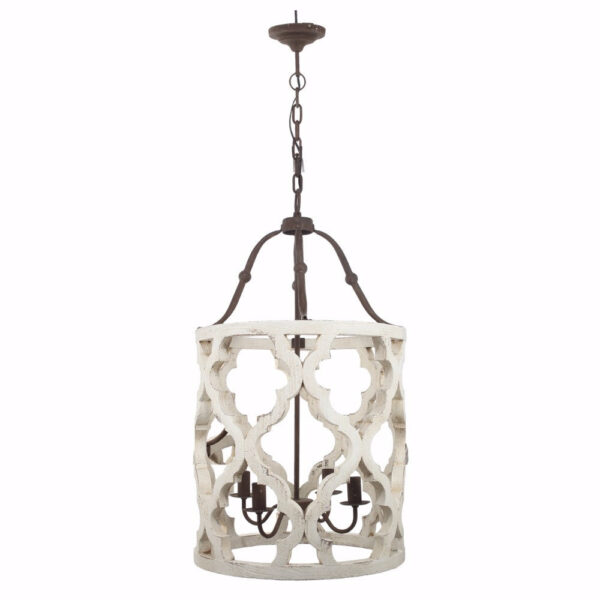 Joliette 4 Light Wood Chandelier, White