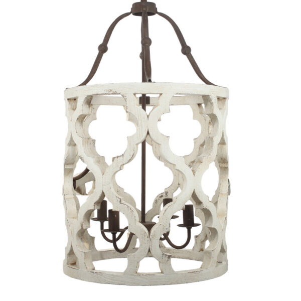 Joliette 4 Light Wood Chandelier, White