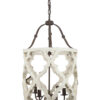 Joliette 4 Light Wood Chandelier, White