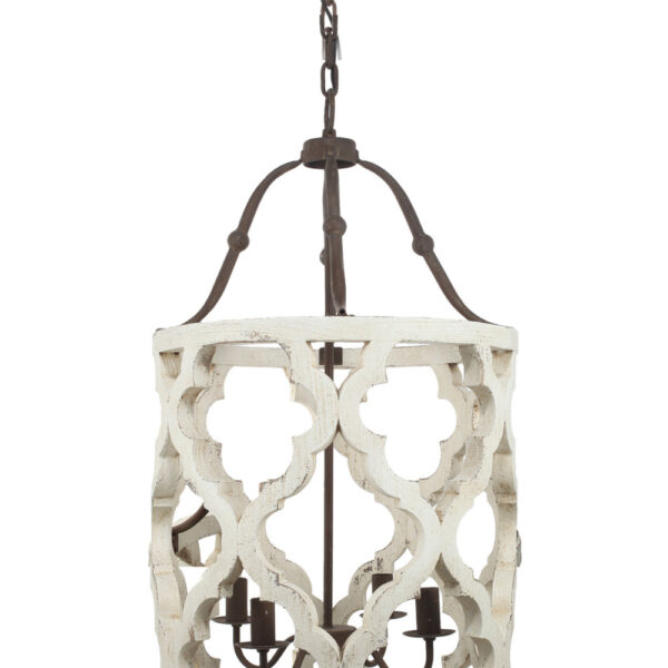 Joliette 4 Light Wood Chandelier, White