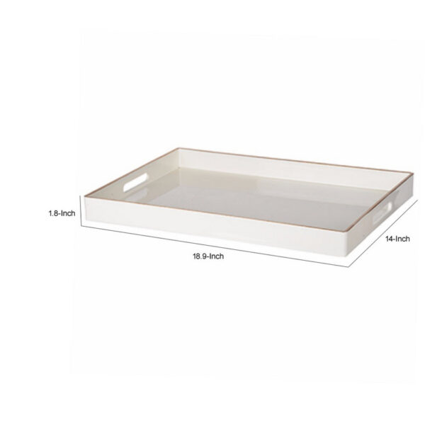Mimosa Rectangle Tray With Cutout Handles, White