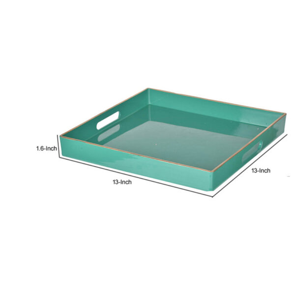 Mimosa Square Tray With Cutout Handles, Green