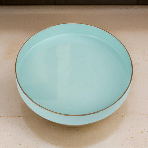 Mimosa Round Plastic Accent Tray, Turquoise Blue
