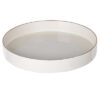 Mimosa Plastic Round Tray, Gold Accented Trims, Glossy White