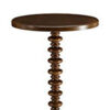 17 Inch Round Wood Side Table, Turned Support, Walnut Brown
