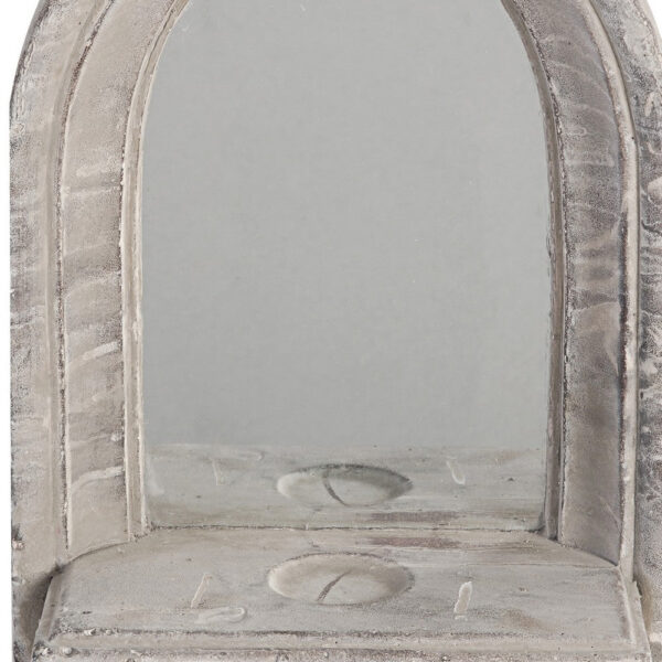 Cement Protected Decorative Wall Mirror, Washed White