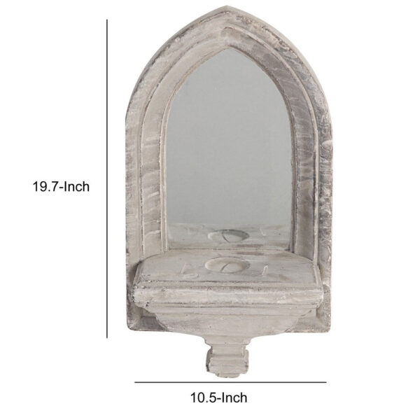 Cement Protected Decorative Wall Mirror, Washed White