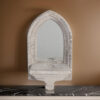 Cement Protected Decorative Wall Mirror, Washed White