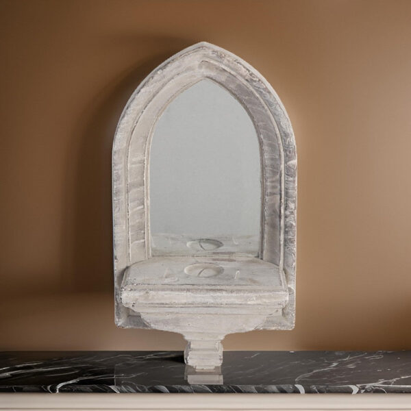 Cement Protected Decorative Wall Mirror, Washed White