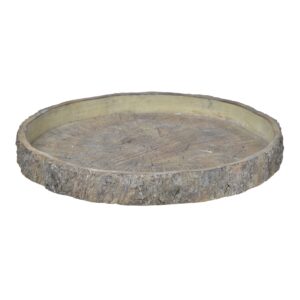 Decorative Cemented Log Plate with Distressed Details, Gray