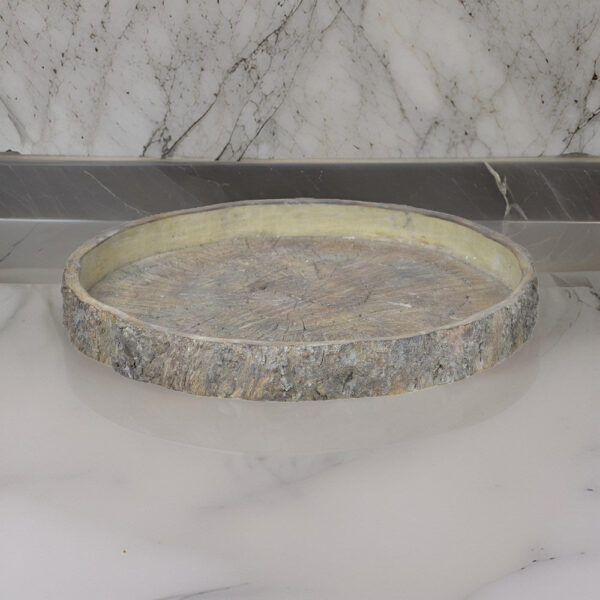 Decorative Cemented Log Plate with Distressed Details, Gray