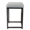 Open Back Metal Counter Stool with Fabric Upholstered Padded Seat, Gray and Black
