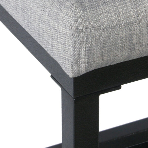Open Back Metal Counter Stool with Fabric Upholstered Padded Seat, Gray and Black