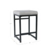 Open Back Metal Counter Stool with Fabric Upholstered Padded Seat, Gray and Black