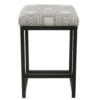 Metal Counter Stool with Geometric Pattern Fabric Upholstered Seat, Gray and Black
