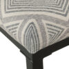 Metal Counter Stool with Geometric Pattern Fabric Upholstered Seat, Gray and Black