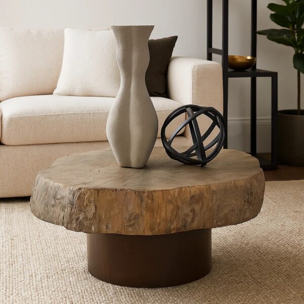 Round Cemented Log Accent, Brown