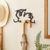 Wood Branch Look Wall Hooks with Key Hole Hanging, Black, Set of 2