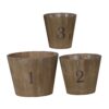 Wooden Planter with Round Base and Assorted Sizes, Set of 3, Brown