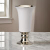 Ceramic Vase with Flared Top and Pedestal Base, Medium, White and Gold