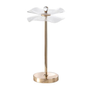 Accent Table Lamp, LED, Lotus Shape Acrylic, Copper, Gold, 18 Inch