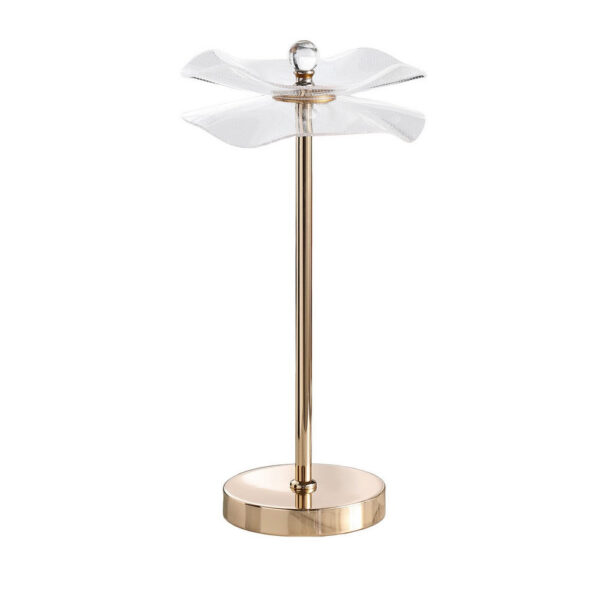 Accent Table Lamp, LED, Lotus Shape Acrylic, Copper, Gold, 18 Inch
