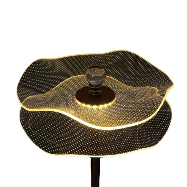 Accent Table Lamp, LED, Lotus Shape Acrylic, Copper, Gold, 18 Inch