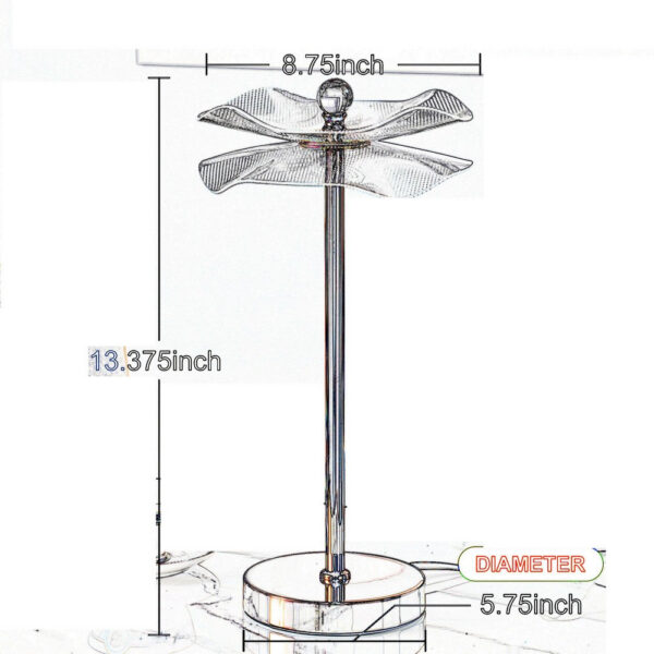 Accent Table Lamp, LED, Lotus Shape Acrylic, Copper, Gold, 18 Inch