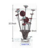 Accent Table Lamp, LED, Red Roses Trumpet Crystal Vase, Chrome 21 Inch