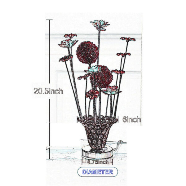 Accent Table Lamp, LED, Red Roses Trumpet Crystal Vase, Chrome 21 Inch