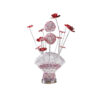 Accent Table Lamp, LED, Red Roses Fan Crystal Vase, Chrome 22 Inch