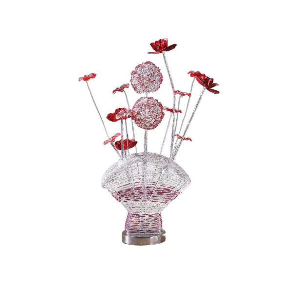 Accent Table Lamp, LED, Red Roses Fan Crystal Vase, Chrome 22 Inch