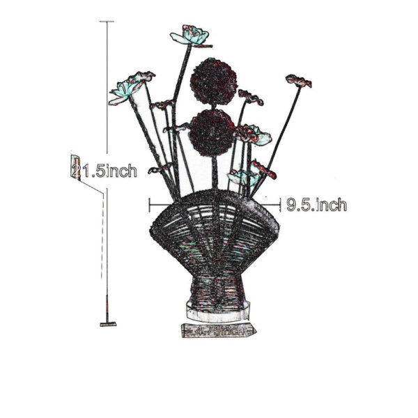 Accent Table Lamp, LED, Red Roses Fan Crystal Vase, Chrome 22 Inch