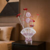 Accent Table Lamp, LED, Red Roses Fan Crystal Vase, Chrome 22 Inch