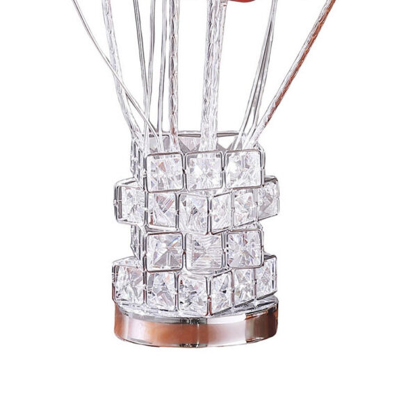 Accent Table Lamp, LED, Red Roses, Crystal Square Vase, Chrome 21 Inch