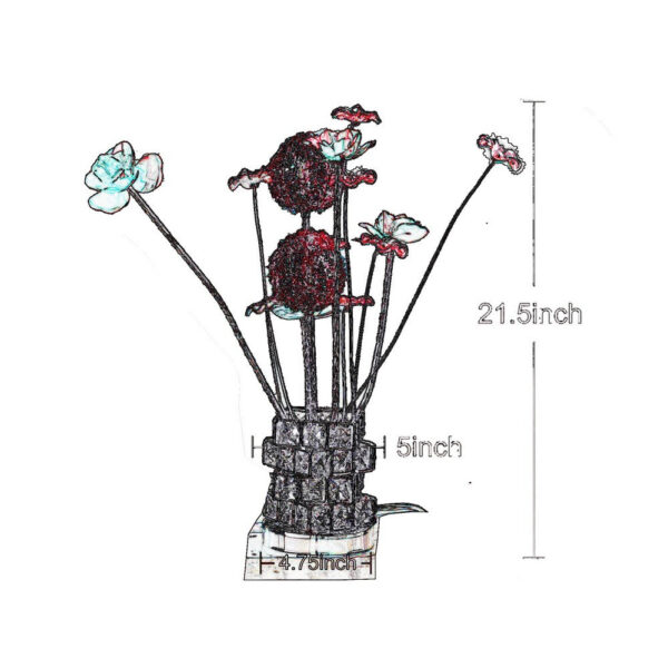 Accent Table Lamp, LED, Red Roses, Crystal Square Vase, Chrome 21 Inch