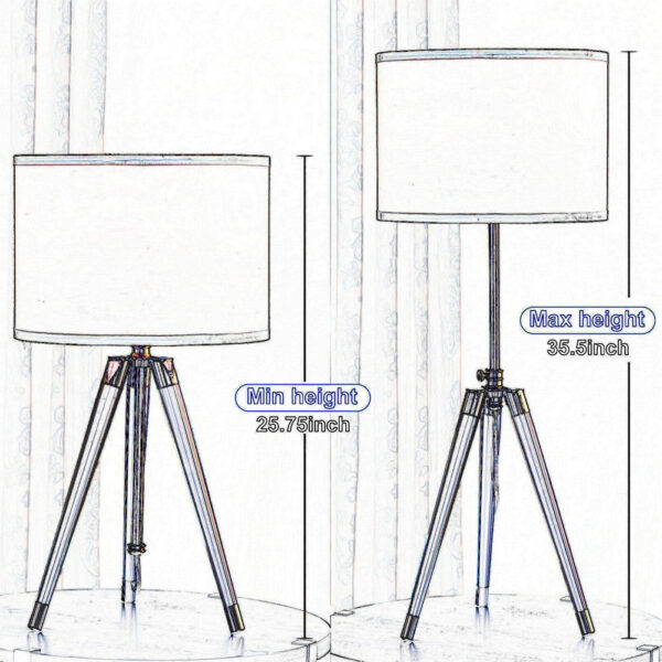 Kera Table Lamp, White Drum Shade, Brass Gold Tripod Base 39 Inch