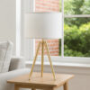 Kera Table Lamp, White Drum Shade, Brass Gold Tripod Base 39 Inch