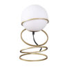 Table Lamp, White Glass Globe, 4 Spiral Ring Accented Base 14 Inch