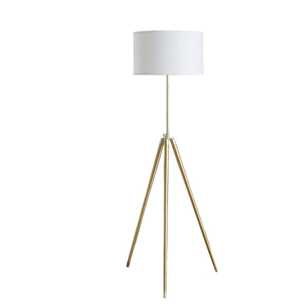 Kera Floor Lamp, White Drum Shade, Brass Gold Tripod Base 64 Inch