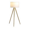 Kera Floor Lamp, White Drum Shade, Brass Gold Tripod Base 64 Inch
