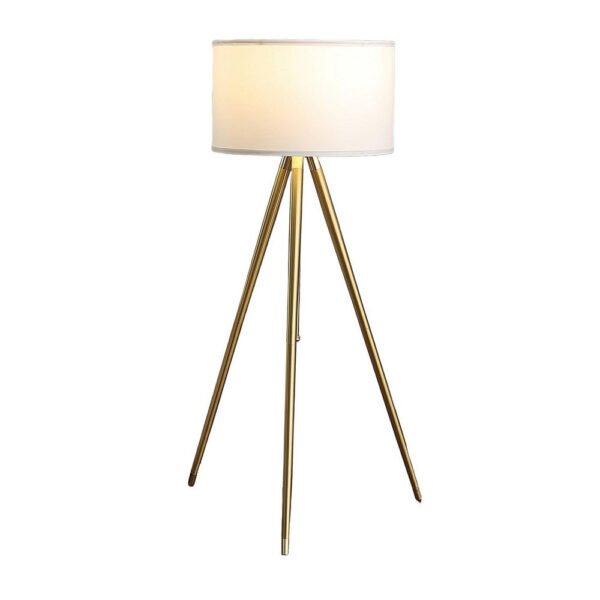 Kera Floor Lamp, White Drum Shade, Brass Gold Tripod Base 64 Inch