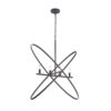 Modern Chandelier, 4 LED Light, Black Cross Band, Brass Metal 38 Inch