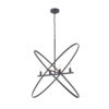 Modern Chandelier, 4 LED Light, Black Cross Band, Brass Metal 38 Inch