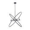 Modern Chandelier, 4 LED Light, Black Cross Band, Brass Metal 38 Inch